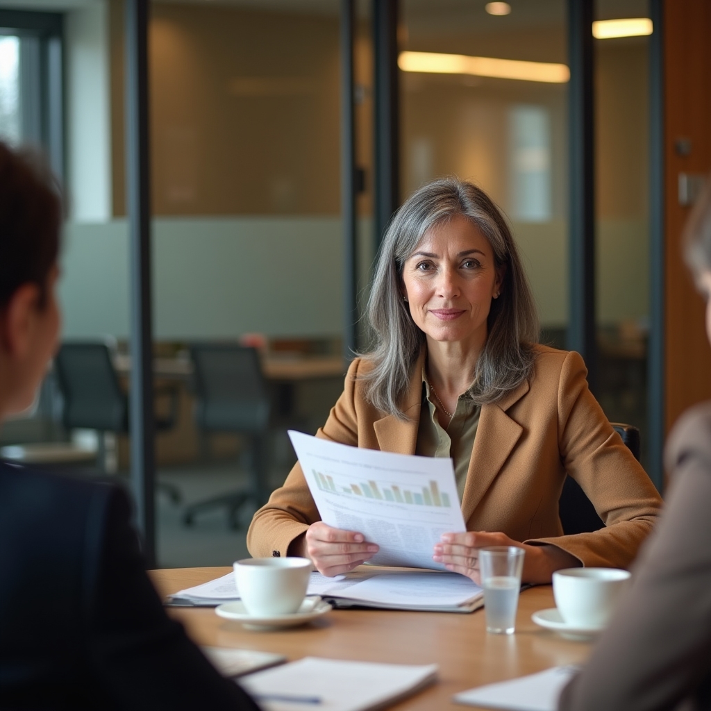 Заместитель финансового директора на совещании